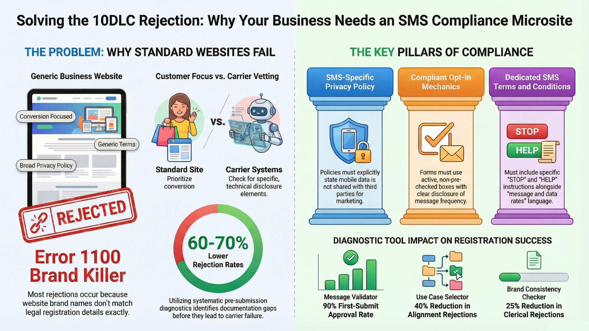 SMS Compliance Microsite What It Is What It Contains and When You Need One infographic no wm tcr approval issues