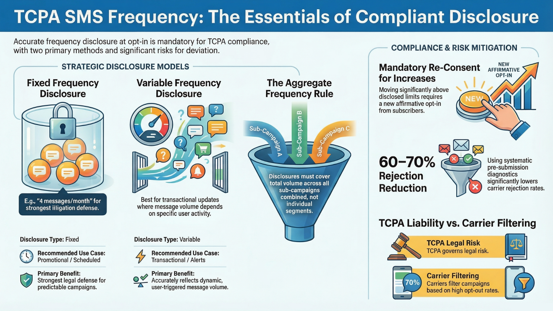 TCPA Frequency Requirements for SMS Programs What Your Disclosure Must Say infographic no wm tcr approval issues
